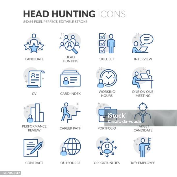 Line Head Hunting Icons Stock Illustration - Download Image Now - Icon, Recruitment, Business