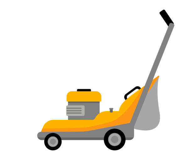 kosiarka elektryczna odizolowana na białym tle - rotary mower stock illustrations