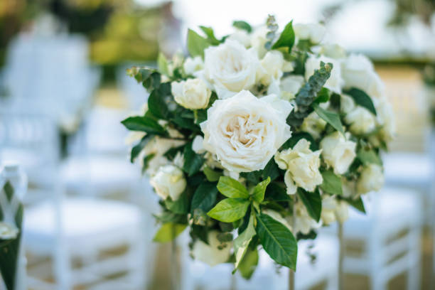 istock Wedding ceremony. decorated with flowers on the lawn. 1207063469
