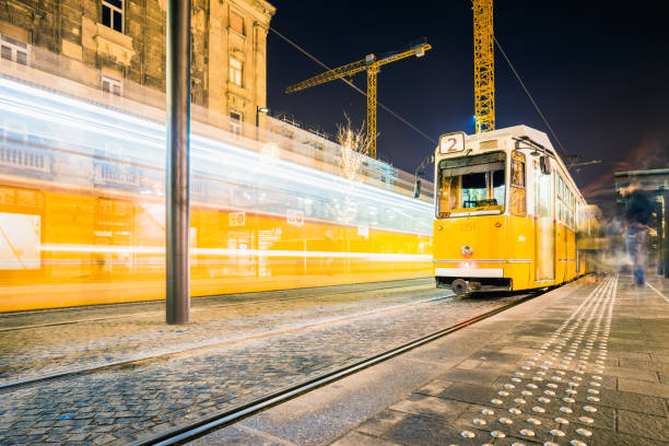 istock BUDAPEST, HUNGARY - DECEMBER 19, 2017: Historic tram in operation since 1866. The Budapest tram network is one of world's largest tram networks, operating on 156.85 kilometers (97.46 mi) of total route. 1207064207