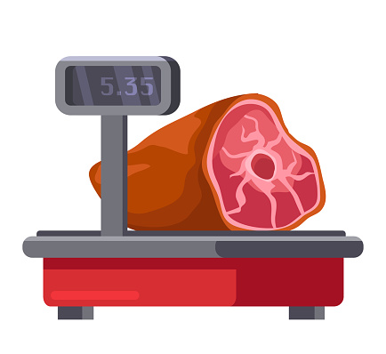 Fresh Meat On Digital Scale Isolated On White Stock Illustration - Download  Image Now - Weight Scale, Scale, Electronics Industry - iStock