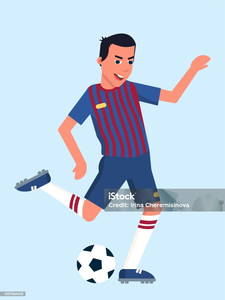 Cầu Thủ Bóng Đá Phẳng Vector Minh Họa Cầu Thủ Bóng Đá Đá Bóng Trên ...