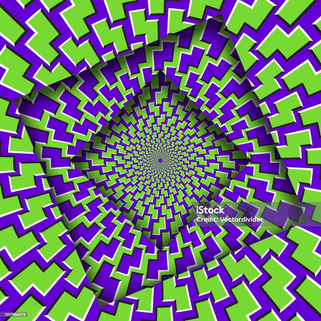 Abstract Turned Frames With A Rotating Purple Green Trippy Pattern Optical  Illusion Hypnotic Background Stock Illustration - Download Image Now -  iStock