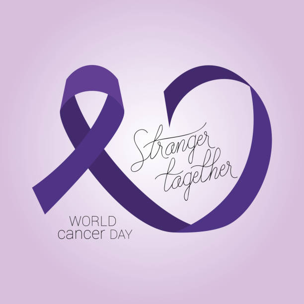 istock Purple ribbon of world cancer day vector design 1207066374