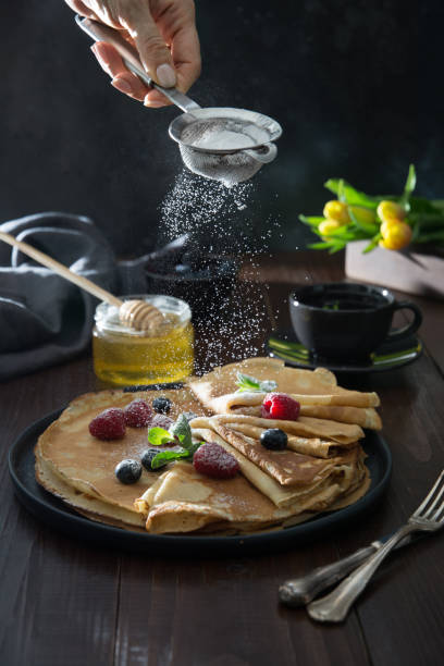 istock Tasty thin russian pancakes, honey. Springtime. Shrovetide. 1207067668