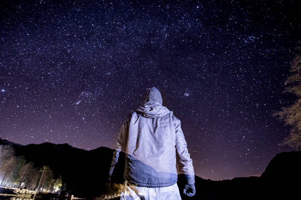 istock Adult Man Standing Outdoors and Looking at View Under Night Sky 1207067843