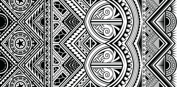 polynesische tätowierung stil ornament vektor - samoa stock-grafiken, -clipart, -cartoons und -symbole