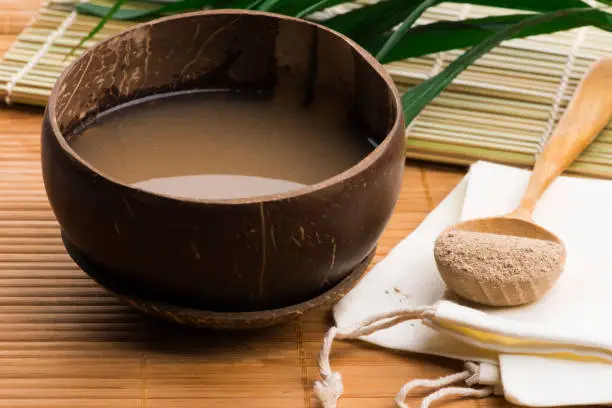 Photo of Kava drink made from the roots of the kava plant mixed with water