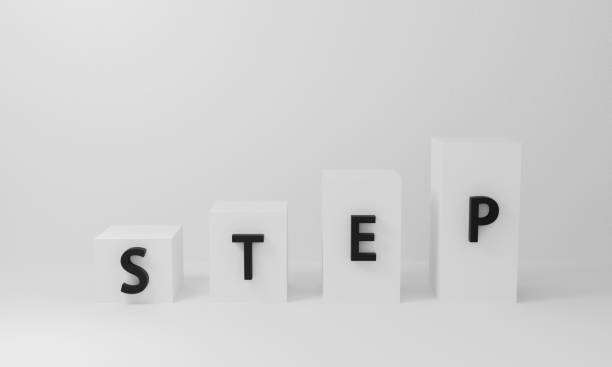istock Abstract 3d white boxes on white background with geometric shapes. Business cube podium or stair symbol design. Step to success idea. 3D rendering for display product, presentation, banner on website. 1207069161