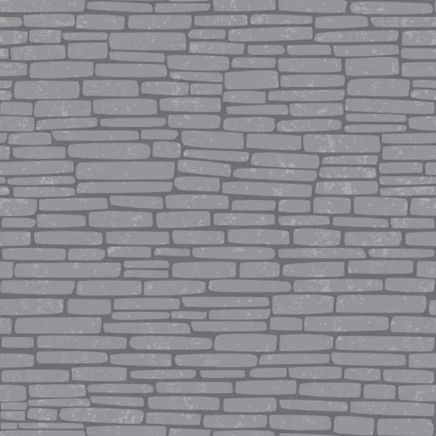 Vector illustration of Seamless pattern. Narrow long gray bricks. Stone wall . Texture for print, wallpaper, home decor, textile, package design