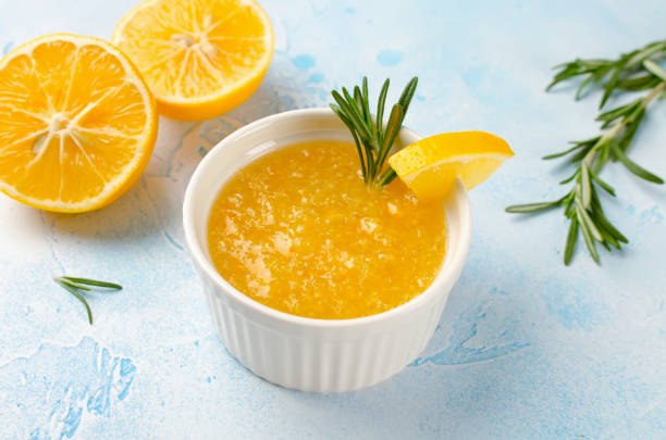 istock Homemade lemon jam with fresh lemons and sugar. 1207071065