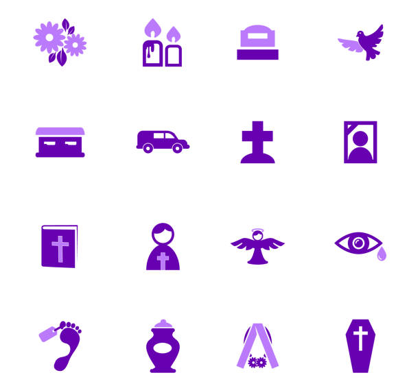 Funeral service icons set Funeral service color vector icons for user interface design funeral home logo stock illustrations