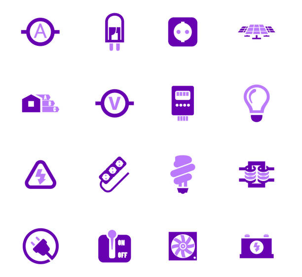 Electricity icon set Electricity vector icons for user interface design gang socket stock illustrations