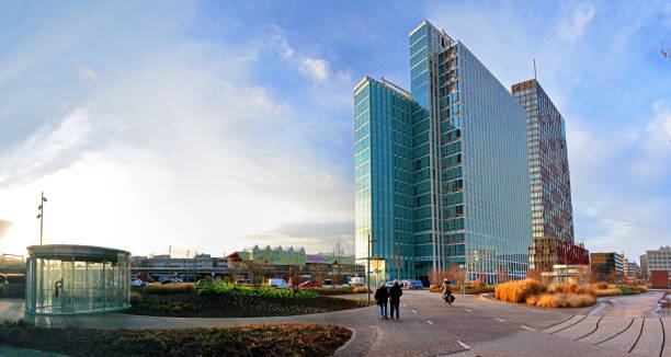 Almere near Central Station Almere, Netherlands - December 21, 2019: highrises around Almere Central station. almere photos stock pictures, royalty-free photos & images