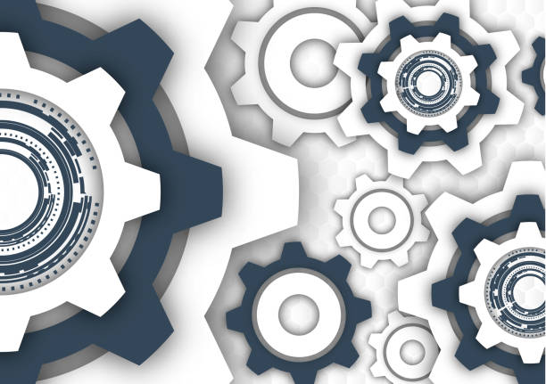istock Technological background, gear wheel, modern cover template. The concept of teamwork, ideas, solutions found, part of the mechanism. 1207073495
