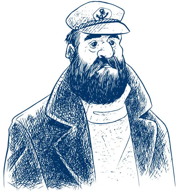 Vector illustration of Boat Captain Sketch