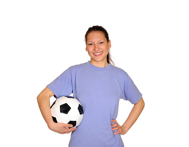 istock young woman with soccer ball 120707566