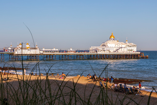 Eastbourne, United Kingdom - September, 21, 2019: Beach in Eastbourne, East Sussex, United Kingdom