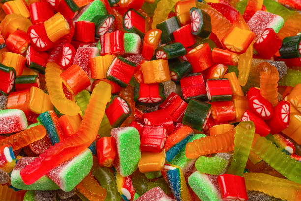 istock Assorted gummy candies. Top view. Jelly  sweets background. 1207077478
