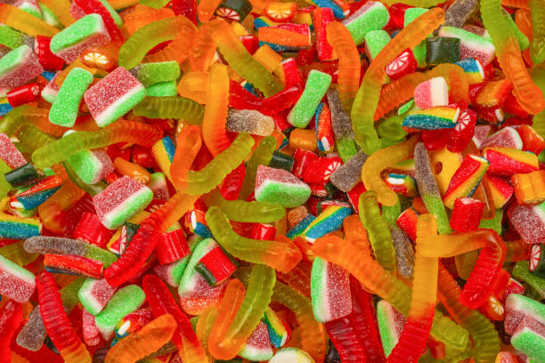 istock Assorted gummy candies. Top view. Jelly  sweets background. 1207077509