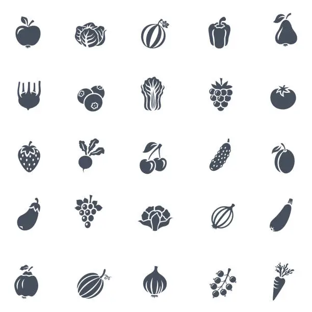 Vector illustration of Fruit and Vegetables Icons