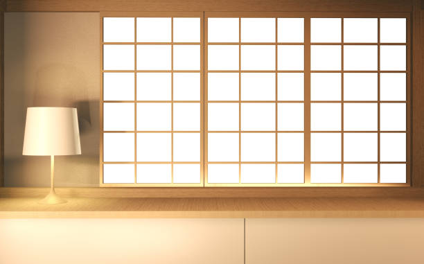Interior mock up Japan Room Design Japanese-style and the white backdrop provides a window for editing. 3D rendering