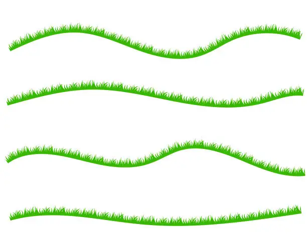Vector illustration of Vector green lawn grass texture geometric border illustration: natural, organic, bio, eco label and shape on white background. Ground land pattern frame.