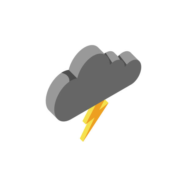 ilustraciones, imágenes clip art, dibujos animados e iconos de stock de nube y relámpago isométrico 3d vector ilustración vectorial. símbolo vectorial aislado - cloud drawing heat cold