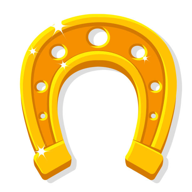 ilustrações de stock, clip art, desenhos animados e ícones de golden horseshoe on a white, luck. isolated - horseshoe gold luck success