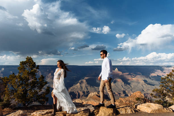 istock Beautiful couple in a canyon 1207086373