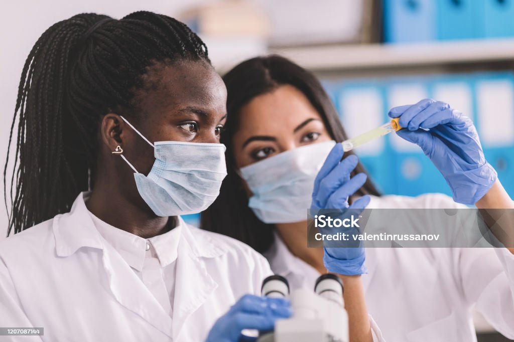 Detection of the pathogen coronavirus infection in the microbiology laboratory Healthcare And Medicine Stock Photo