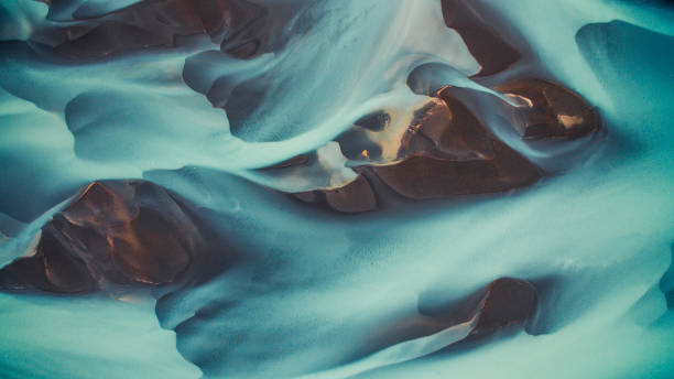 istock Aerial view of a melting glacier water. 1207092678