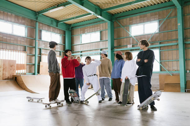 istock Group of skateboarders 1207092990