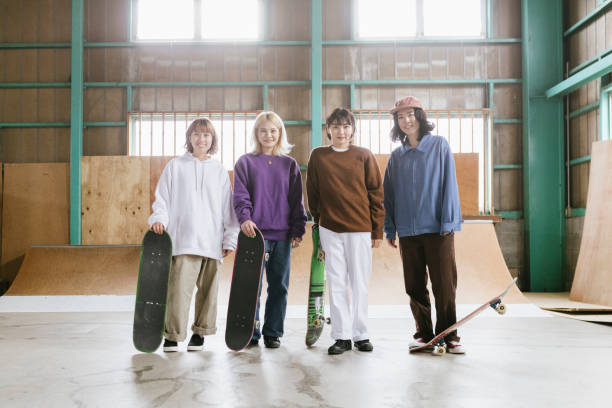 istock Group of skateboarders 1207093023
