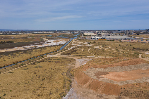 Drone photograph of an old industrial area in greater Adelaide in South Australia