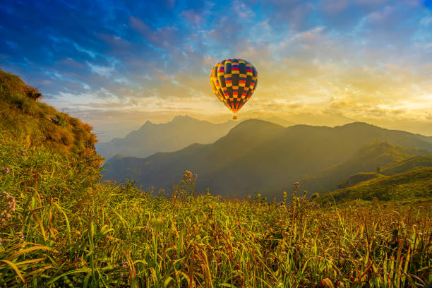 istock Hot air balloon flying over Phu Tab Berk hill in morning 1207096107