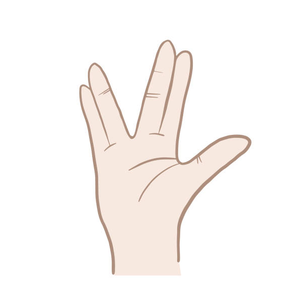 Vulcan salute. Vector color illustration by hand. Freehand drawing. Hand drawing Vulcan salute. Vector color illustration by hand. Freehand drawing. Hand drawing vulcan salute stock illustrations