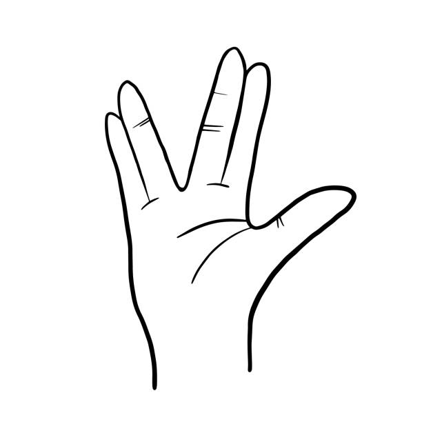 Vulcan salute. Freehand linear vector illustration. Freehand drawing. Hand drawing Vulcan salute. Freehand linear vector illustration. Freehand drawing. Hand drawing vulcan salute stock illustrations