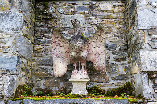 Pitlochry Scotland  - September 12 2019: Art Sculptures inside of Hercules Garden in the  Blair Castle grounds, Perthshire UK September 12,  2019