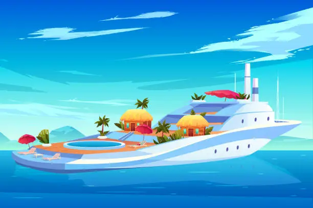 Vector illustration of Future floating resort hotel vector concept