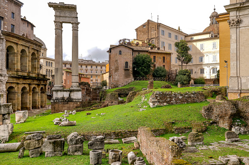 The archeological area of the Theater of Marcellus near the Jewish Ghetto in the historic heart of Rome