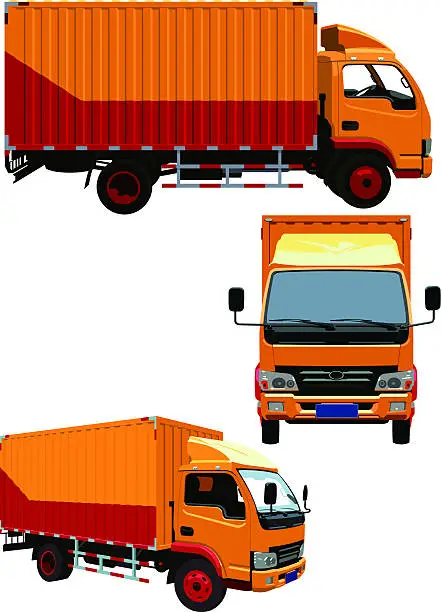 Vector illustration of yellow truck with white background