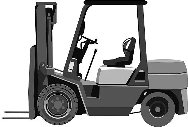 Vector illustration of fork lift truck with white background