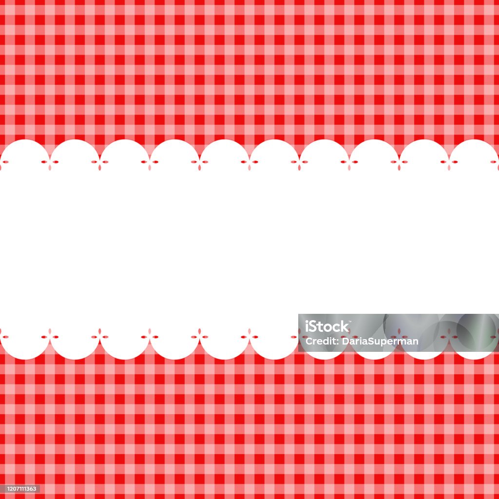 Blank Template Layout White Lace Stripe On Red Checkered Background Vector  Flat Illustration Stock Illustration - Download Image Now - iStock