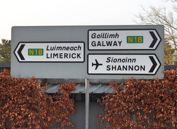 Irish road signs stock photo
