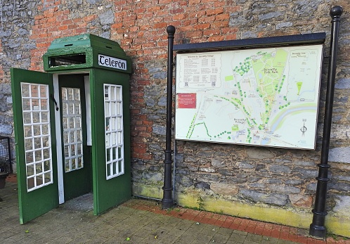 16th February 2020, Bunratty, County Clare, Ireland. Old Irish telephone (or 'telefon' in the Irish language) box located in Bunratty village.