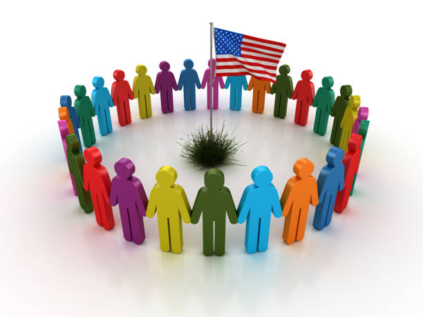 istock Pictogram Teamwork with USA Flag - 3D Rendering 1207113871