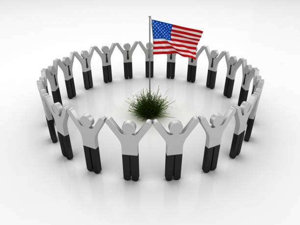 istock Pictogram Teamwork with USA Flag - 3D Rendering 1207114162