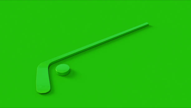 istock Green Hockey Stick and Puck 1207118766