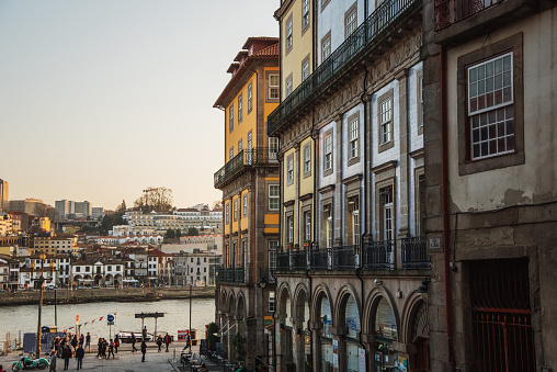 Buildings by the Douro river in Porto, Portugal